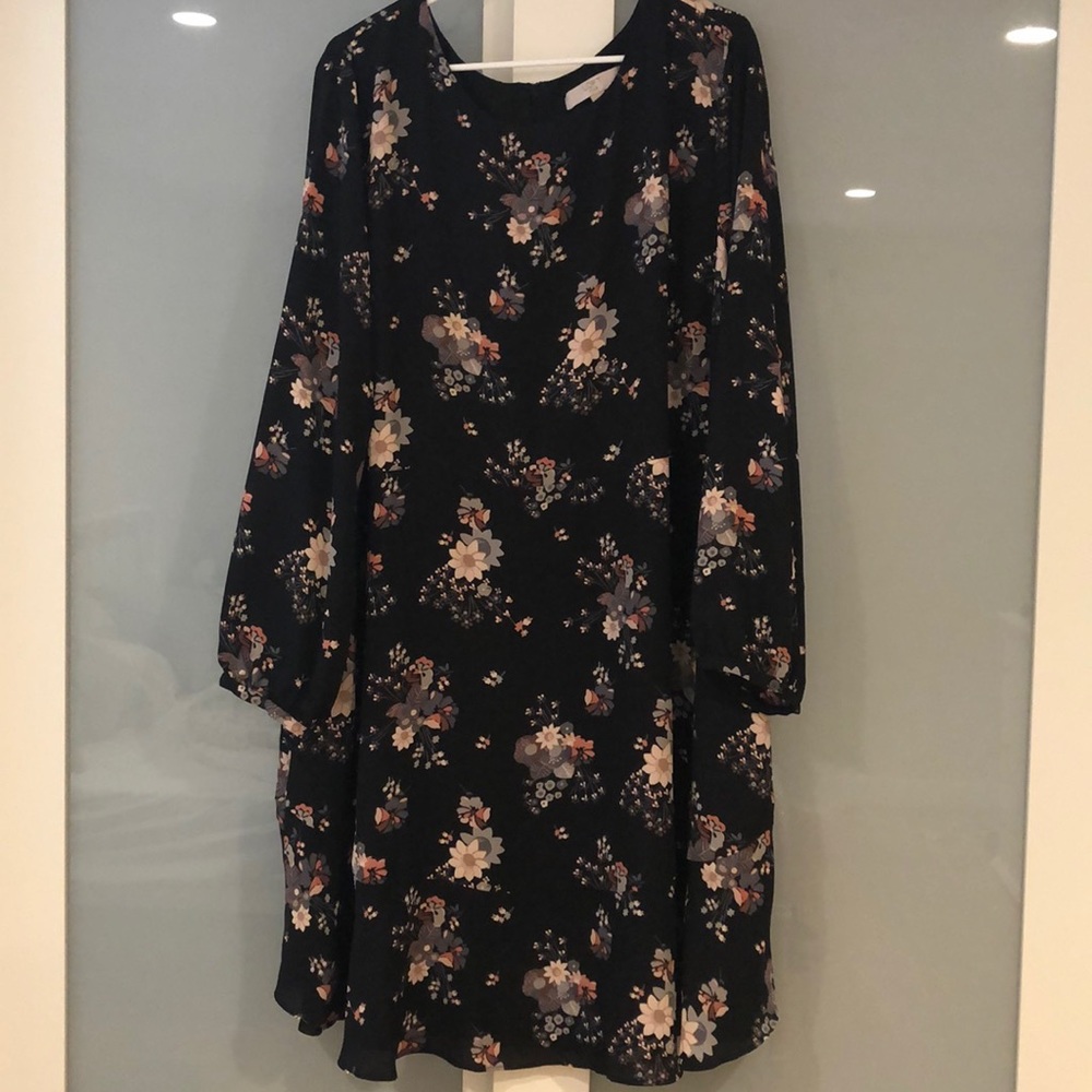 LOFT black floral dress